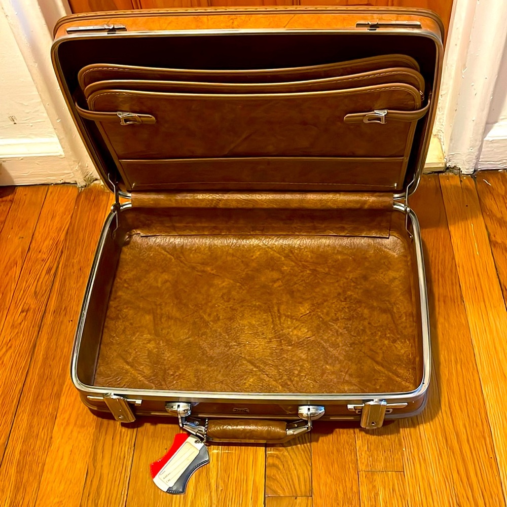 Dark tan leather briefcase